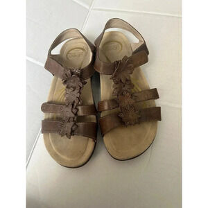 Abeo Blossom Slingback Sandals Brown Leather Adjustable Strappy size 6.5M